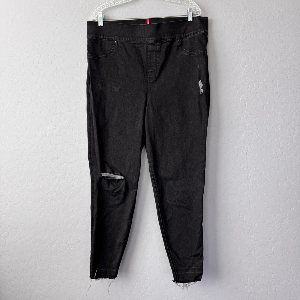 Spanx Jeggings Distressed‎ Denim Pull On Comfort Stretch Black 2X